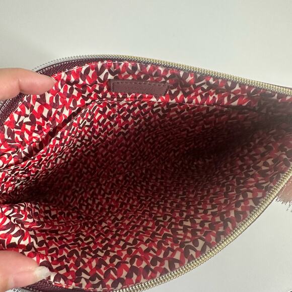 Stella and Dot Maroon Love Zipper Clutch Purse Boho Valentine's Day Bride - Picture 5 of 11